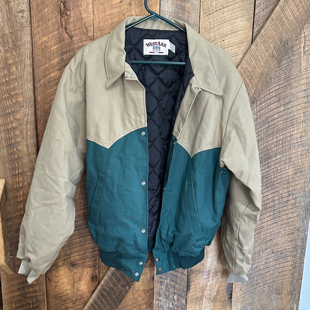 Vintage Westark Western Chore Jacket color-blocked jacket tan/green quilted D31